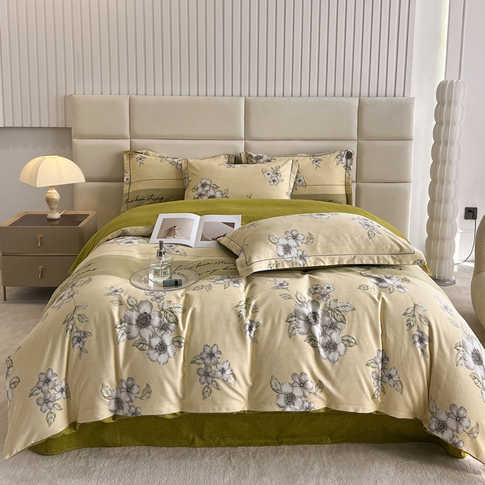 91家纺网 家纺一手货源 找家纺 曲之慕 2025直播爆款纯棉磨毛 高克重加厚全棉磨毛印花四件套 瑞丽