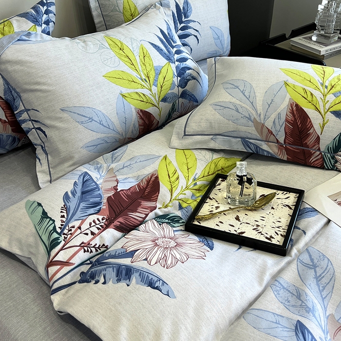 91家纺网 家纺一手货源 找家纺 曲之慕 2025直播爆款纯棉磨毛 高克重加厚全棉磨毛印花四件套 晨风微扬