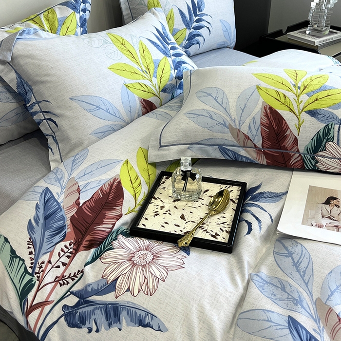 91家纺网 家纺一手货源 找家纺 曲之慕 2025直播爆款纯棉磨毛 高克重加厚全棉磨毛印花四件套 晨风微扬