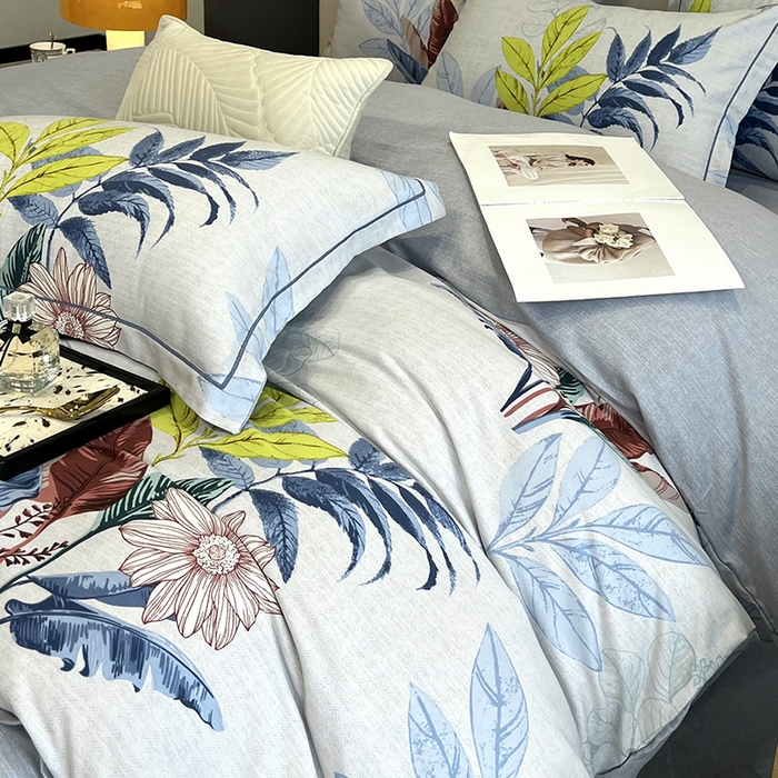 91家纺网 家纺一手货源 找家纺 曲之慕 2025直播爆款纯棉磨毛 高克重加厚全棉磨毛印花四件套 晨风微扬