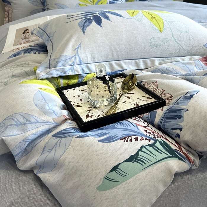 91家纺网 家纺一手货源 找家纺 曲之慕 2025直播爆款纯棉磨毛 高克重加厚全棉磨毛印花四件套 晨风微扬