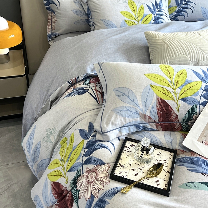 91家纺网 家纺一手货源 找家纺 曲之慕 2025直播爆款纯棉磨毛 高克重加厚全棉磨毛印花四件套 晨风微扬