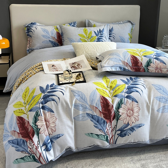 91家纺网 家纺一手货源 找家纺 曲之慕 2025直播爆款纯棉磨毛 高克重加厚全棉磨毛印花四件套 晨风微扬