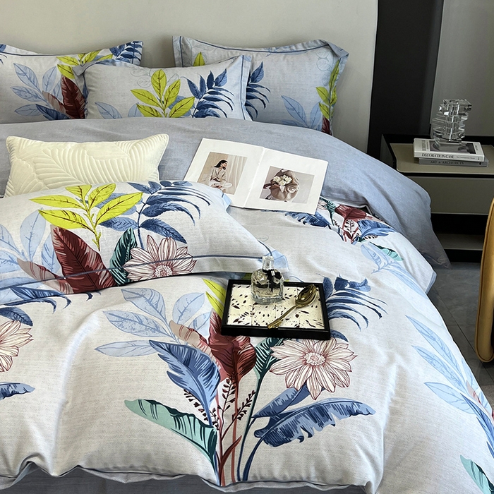 91家纺网 家纺一手货源 找家纺 曲之慕 2025直播爆款纯棉磨毛 高克重加厚全棉磨毛印花四件套 晨风微扬