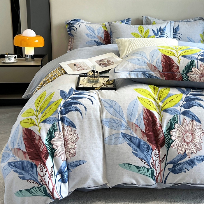 91家纺网 家纺一手货源 找家纺 曲之慕 2025直播爆款纯棉磨毛 高克重加厚全棉磨毛印花四件套 晨风微扬