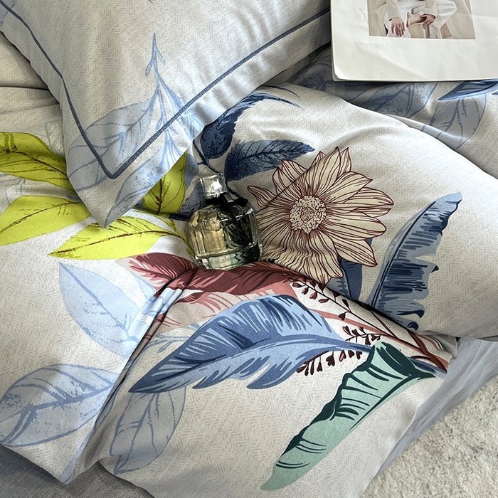 91家纺网 家纺一手货源 找家纺 曲之慕 2025直播爆款纯棉磨毛 高克重加厚全棉磨毛印花四件套 晨风微扬