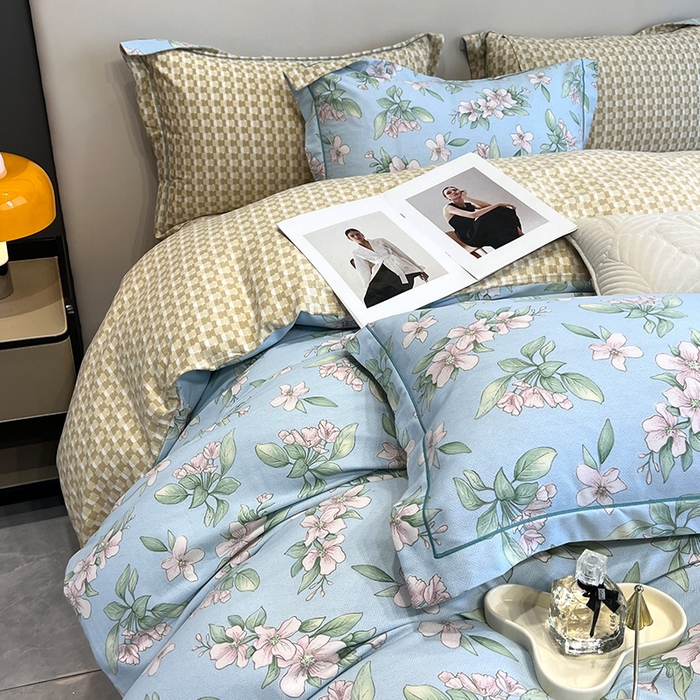 91家纺网 家纺一手货源 找家纺 曲之慕 2025直播爆款纯棉磨毛 高克重加厚全棉磨毛印花四件套 佳期如梦