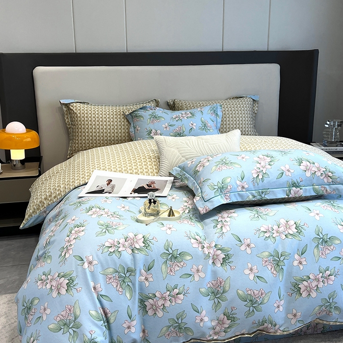 91家纺网 家纺一手货源 找家纺 曲之慕 2025直播爆款纯棉磨毛 高克重加厚全棉磨毛印花四件套 佳期如梦