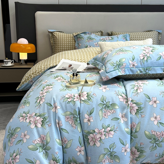 91家纺网 家纺一手货源 找家纺 曲之慕 2025直播爆款纯棉磨毛 高克重加厚全棉磨毛印花四件套 佳期如梦