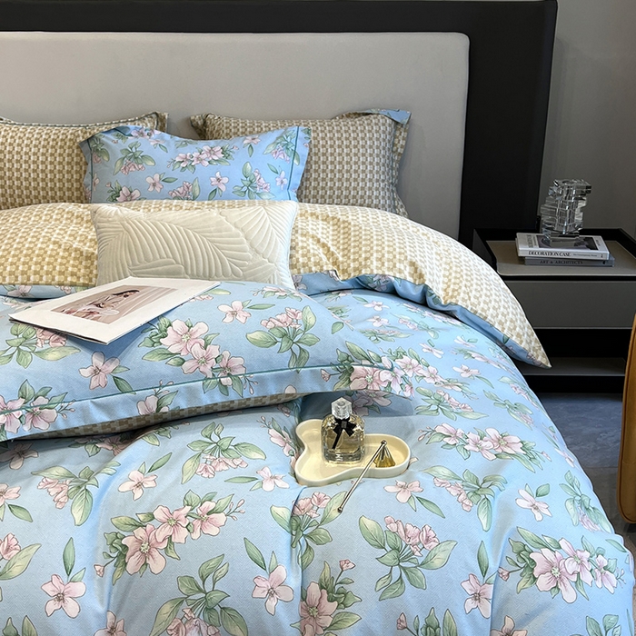 91家纺网 家纺一手货源 找家纺 曲之慕 2025直播爆款纯棉磨毛 高克重加厚全棉磨毛印花四件套 佳期如梦