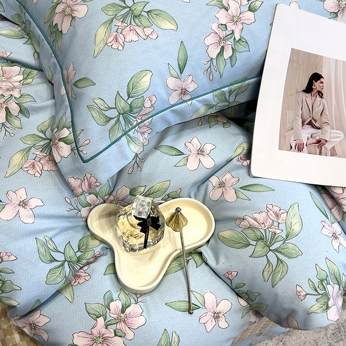 91家纺网 家纺一手货源 找家纺 曲之慕 2025直播爆款纯棉磨毛 高克重加厚全棉磨毛印花四件套 佳期如梦