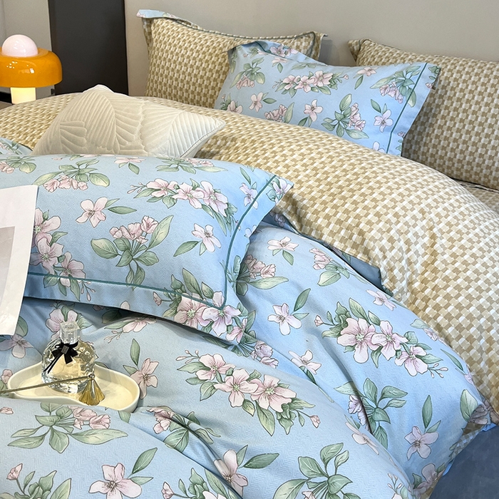 91家纺网 家纺一手货源 找家纺 曲之慕 2025直播爆款纯棉磨毛 高克重加厚全棉磨毛印花四件套 佳期如梦