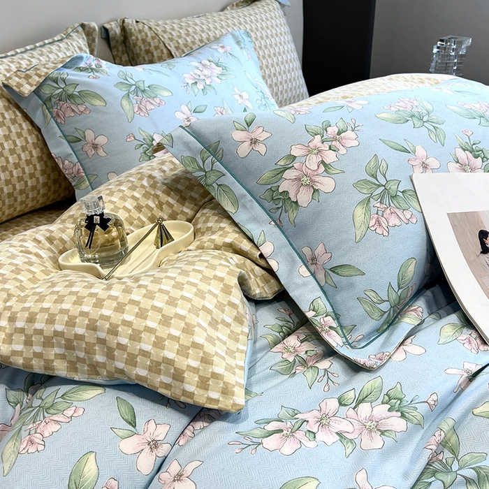 91家纺网 家纺一手货源 找家纺 曲之慕 2025直播爆款纯棉磨毛 高克重加厚全棉磨毛印花四件套 佳期如梦