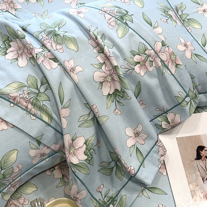 91家纺网 家纺一手货源 找家纺 曲之慕 2025直播爆款纯棉磨毛 高克重加厚全棉磨毛印花四件套 佳期如梦