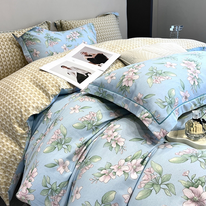 91家纺网 家纺一手货源 找家纺 曲之慕 2025直播爆款纯棉磨毛 高克重加厚全棉磨毛印花四件套 佳期如梦