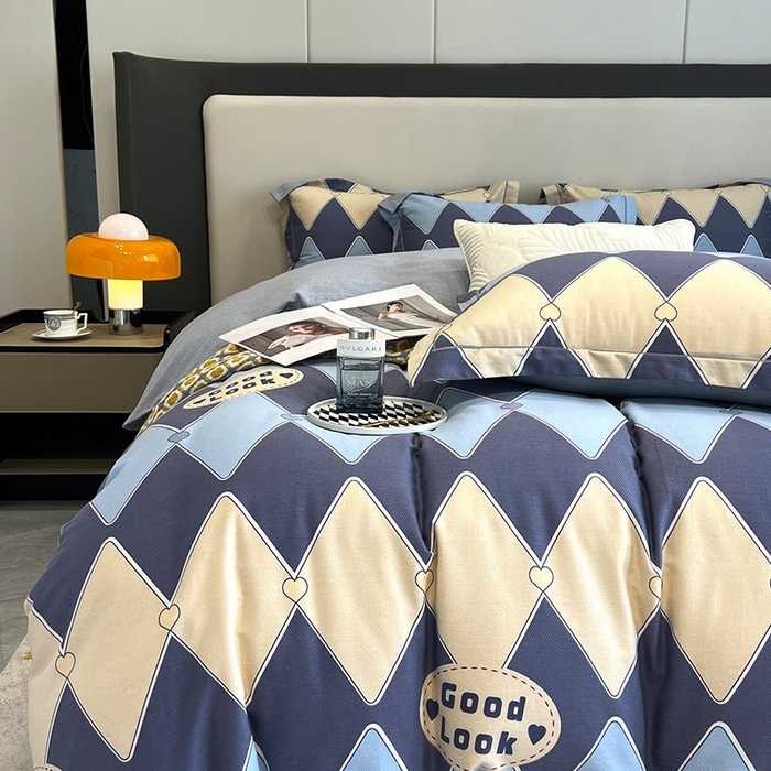 91家纺网 家纺一手货源 找家纺 曲之慕 2025直播爆款纯棉磨毛 高克重加厚全棉磨毛印花四件套 凌志