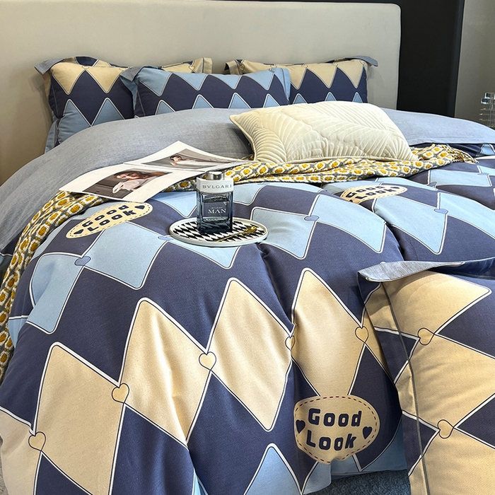 91家纺网 家纺一手货源 找家纺 曲之慕 2025直播爆款纯棉磨毛 高克重加厚全棉磨毛印花四件套 凌志