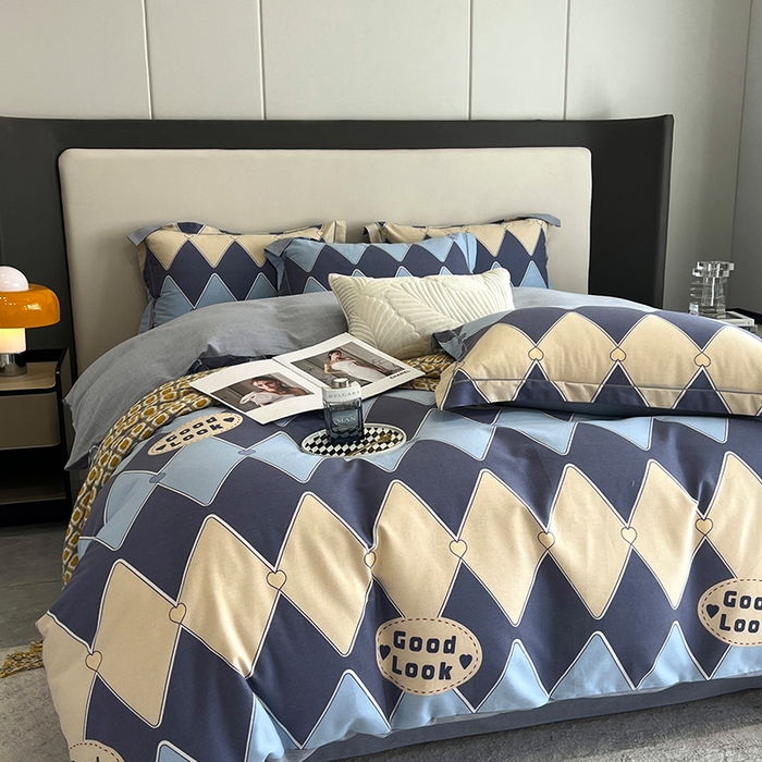 91家纺网 家纺一手货源 找家纺 曲之慕 2025直播爆款纯棉磨毛 高克重加厚全棉磨毛印花四件套 凌志