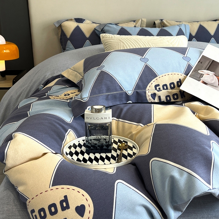 91家纺网 家纺一手货源 找家纺 曲之慕 2025直播爆款纯棉磨毛 高克重加厚全棉磨毛印花四件套 凌志