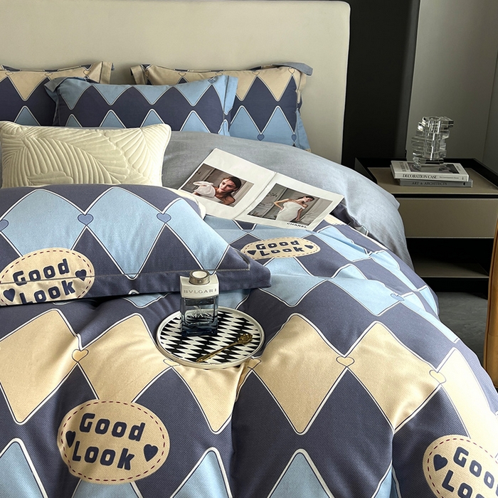 91家纺网 家纺一手货源 找家纺 曲之慕 2025直播爆款纯棉磨毛 高克重加厚全棉磨毛印花四件套 凌志