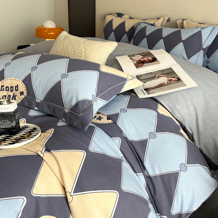 91家纺网 家纺一手货源 找家纺 曲之慕 2025直播爆款纯棉磨毛 高克重加厚全棉磨毛印花四件套 凌志