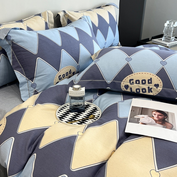 91家纺网 家纺一手货源 找家纺 曲之慕 2025直播爆款纯棉磨毛 高克重加厚全棉磨毛印花四件套 凌志