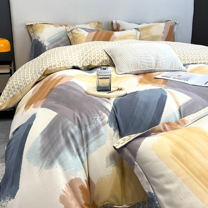 91家纺网 家纺一手货源 找家纺 曲之慕 2025直播爆款纯棉磨毛 高克重加厚全棉磨毛印花四件套 撒贝