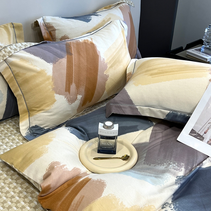 91家纺网 家纺一手货源 找家纺 曲之慕 2025直播爆款纯棉磨毛 高克重加厚全棉磨毛印花四件套 撒贝