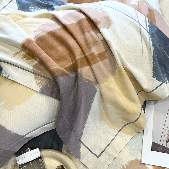 91家纺网 家纺一手货源 找家纺 曲之慕 2025直播爆款纯棉磨毛 高克重加厚全棉磨毛印花四件套 撒贝