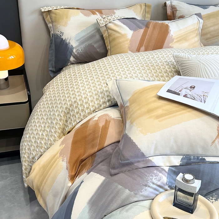 91家纺网 家纺一手货源 找家纺 曲之慕 2025直播爆款纯棉磨毛 高克重加厚全棉磨毛印花四件套 撒贝