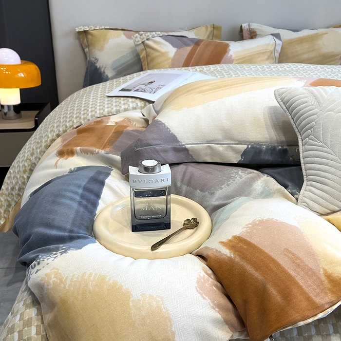 91家纺网 家纺一手货源 找家纺 曲之慕 2025直播爆款纯棉磨毛 高克重加厚全棉磨毛印花四件套 撒贝