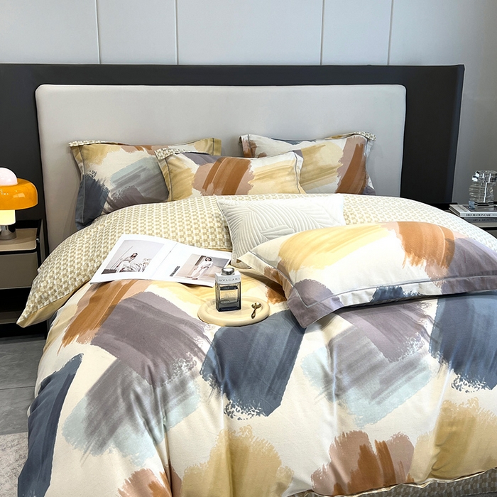 91家纺网 家纺一手货源 找家纺 曲之慕 2025直播爆款纯棉磨毛 高克重加厚全棉磨毛印花四件套 撒贝