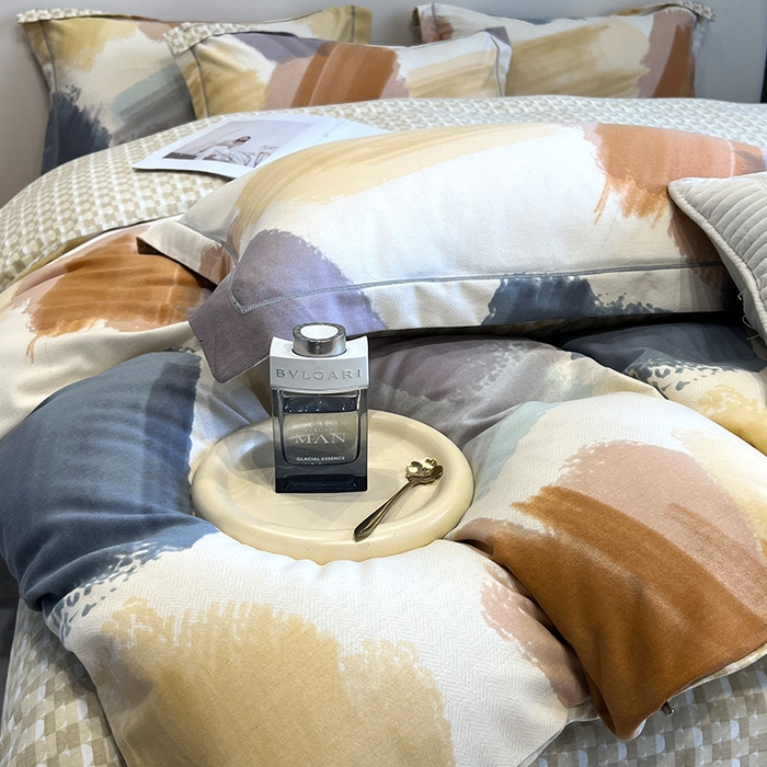 91家纺网 家纺一手货源 找家纺 曲之慕 2025直播爆款纯棉磨毛 高克重加厚全棉磨毛印花四件套 撒贝