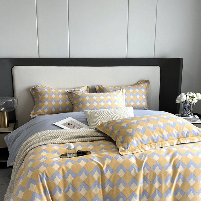 91家纺网 家纺一手货源 找家纺 曲之慕 2025直播爆款纯棉磨毛 高克重加厚全棉磨毛印花四件套 威登