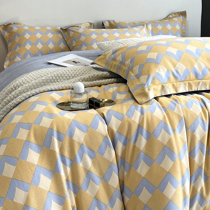 91家纺网 家纺一手货源 找家纺 曲之慕 2025直播爆款纯棉磨毛 高克重加厚全棉磨毛印花四件套 威登