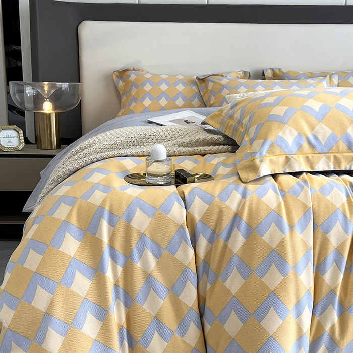 91家纺网 家纺一手货源 找家纺 曲之慕 2025直播爆款纯棉磨毛 高克重加厚全棉磨毛印花四件套 威登