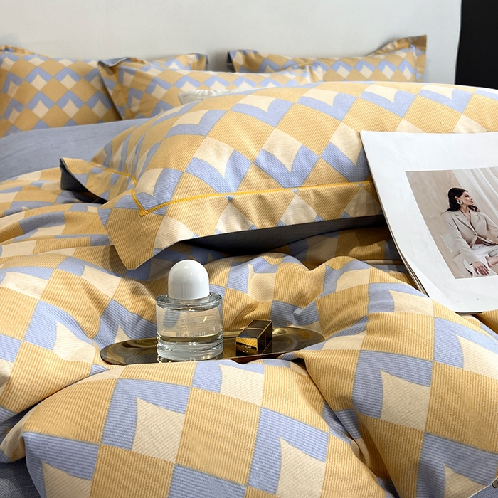 91家纺网 家纺一手货源 找家纺 曲之慕 2025直播爆款纯棉磨毛 高克重加厚全棉磨毛印花四件套 威登