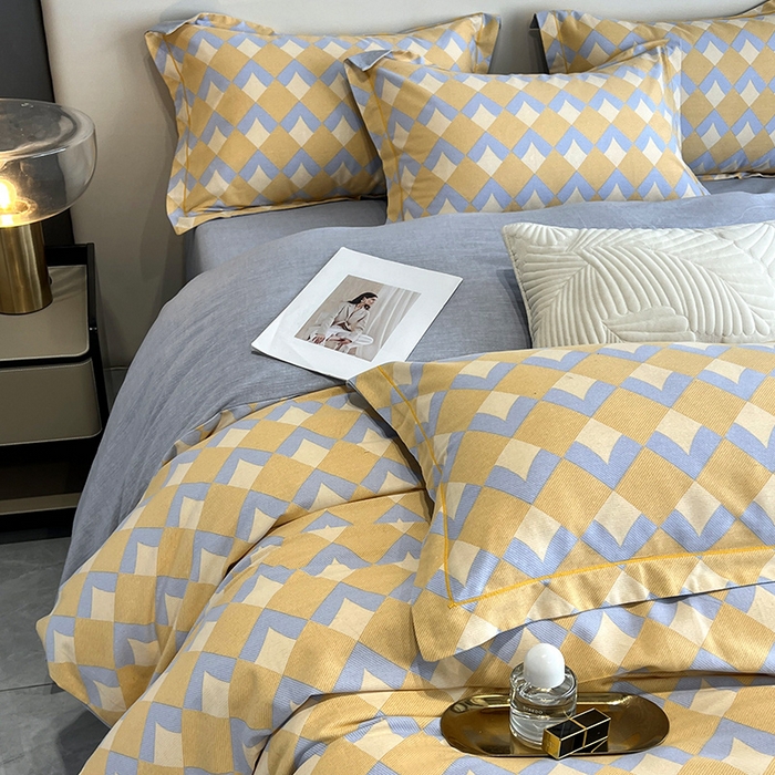 91家纺网 家纺一手货源 找家纺 曲之慕 2025直播爆款纯棉磨毛 高克重加厚全棉磨毛印花四件套 威登