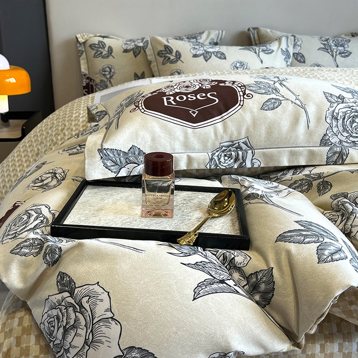 91家纺网 家纺一手货源 找家纺 曲之慕 2025直播爆款纯棉磨毛 高克重加厚全棉磨毛印花四件套 庄园