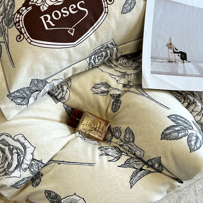 91家纺网 家纺一手货源 找家纺 曲之慕 2025直播爆款纯棉磨毛 高克重加厚全棉磨毛印花四件套 庄园