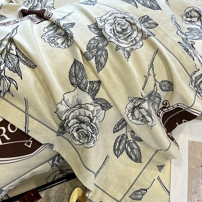 91家纺网 家纺一手货源 找家纺 曲之慕 2025直播爆款纯棉磨毛 高克重加厚全棉磨毛印花四件套 庄园