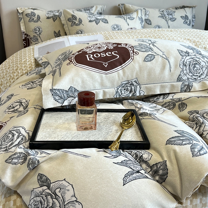 91家纺网 家纺一手货源 找家纺 曲之慕 2025直播爆款纯棉磨毛 高克重加厚全棉磨毛印花四件套 庄园