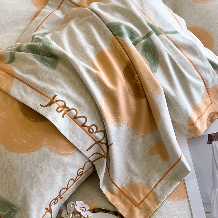 91家纺网 家纺一手货源 找家纺 曲之慕 2025直播爆款纯棉磨毛 高克重加厚全棉磨毛印花四件套 太阳花