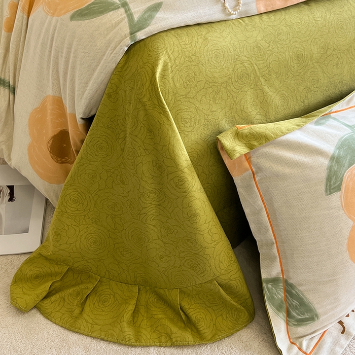 91家纺网 家纺一手货源 找家纺 曲之慕 2025直播爆款纯棉磨毛 高克重加厚全棉磨毛印花四件套 太阳花