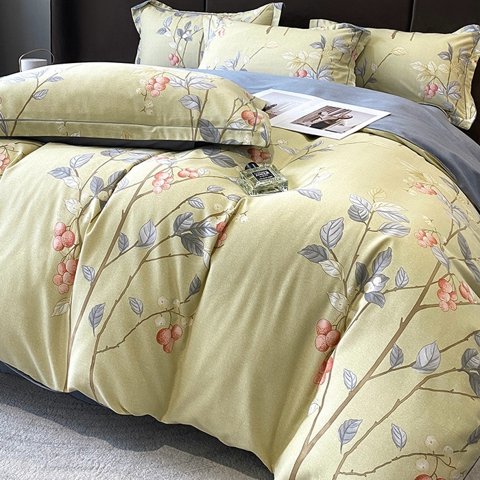 91家纺网 家纺一手货源 找家纺 曲之慕 2025直播爆款纯棉磨毛 高克重加厚全棉磨毛印花四件套 香草依依-米