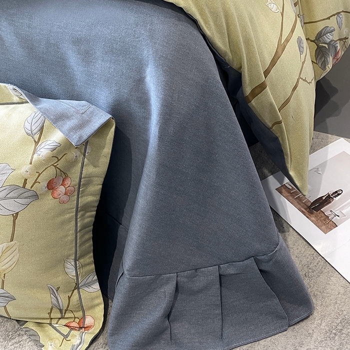 91家纺网 家纺一手货源 找家纺 曲之慕 2025直播爆款纯棉磨毛 高克重加厚全棉磨毛印花四件套 香草依依-米