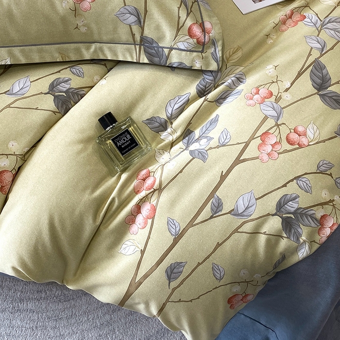 91家纺网 家纺一手货源 找家纺 曲之慕 2025直播爆款纯棉磨毛 高克重加厚全棉磨毛印花四件套 香草依依-米