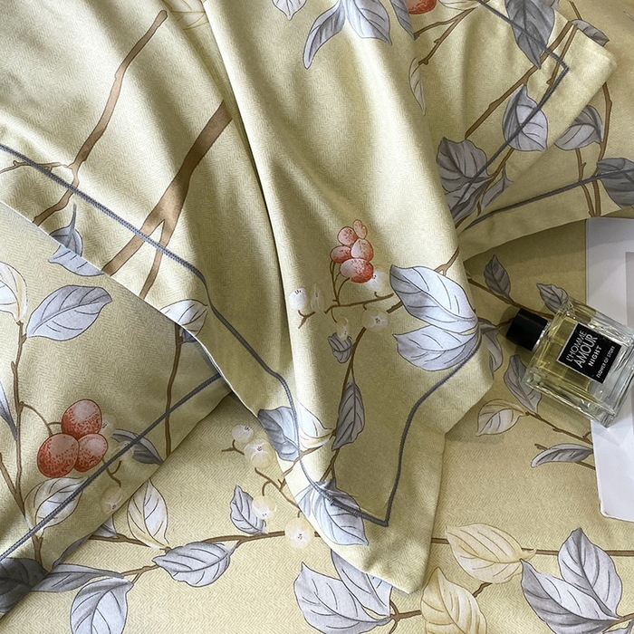 91家纺网 家纺一手货源 找家纺 曲之慕 2025直播爆款纯棉磨毛 高克重加厚全棉磨毛印花四件套 香草依依-米