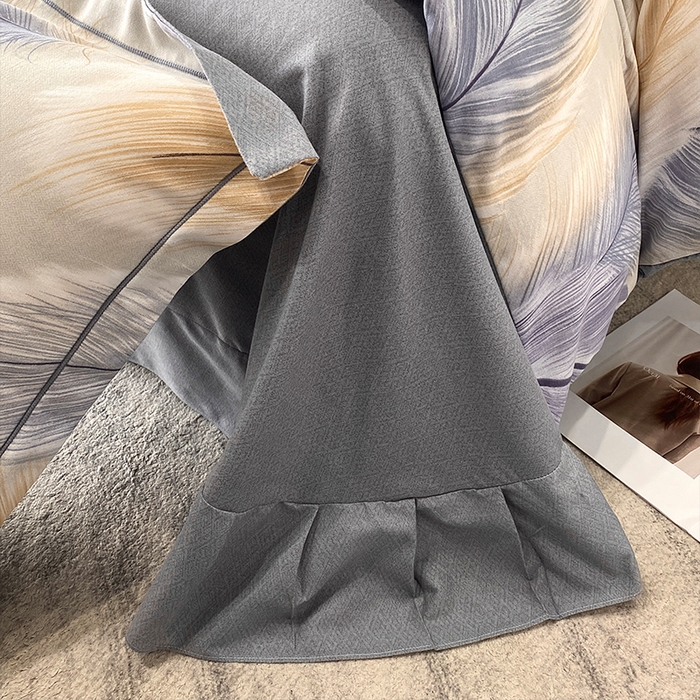 91家纺网 家纺一手货源 找家纺 曲之慕 2025直播爆款纯棉磨毛 高克重加厚全棉磨毛印花四件套 香染-灰