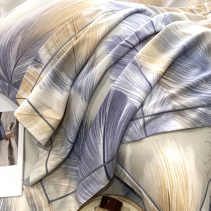 91家纺网 家纺一手货源 找家纺 曲之慕 2025直播爆款纯棉磨毛 高克重加厚全棉磨毛印花四件套 香染-灰